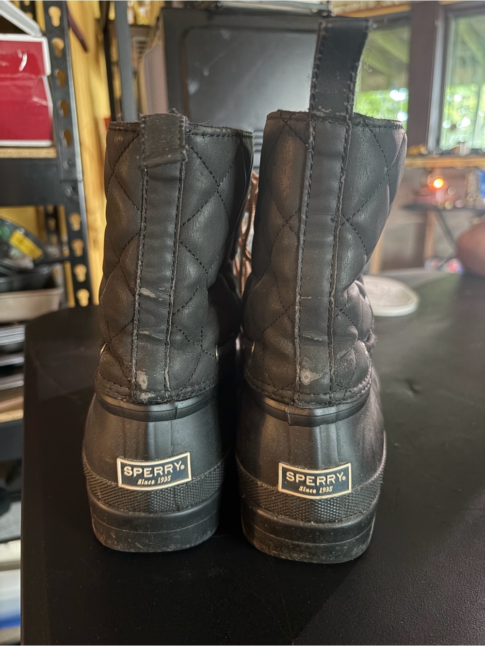 Sperry Black Quilted Pull-On Winter Rain Boots